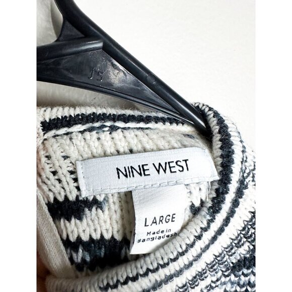 Nine West Space Dye Mock Neck Sweater Large Black Cream Womens Pullover - Picture 5 of 5